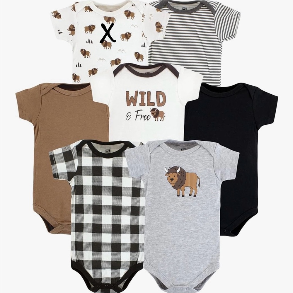 Buffalo-Themed Kids One Piece Set - Brown, Black, Gray